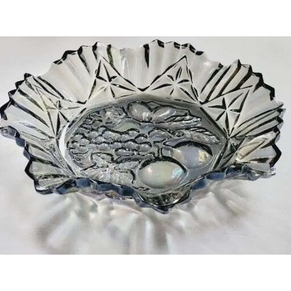 Vintage Carnival Glass Bowl Federal Pioneer Iridescent 10”